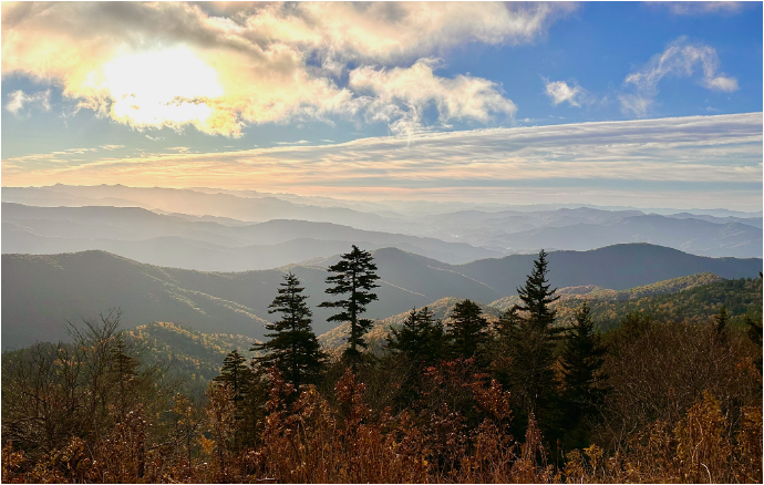 photo of mountain sunset