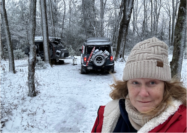 car rig in snow