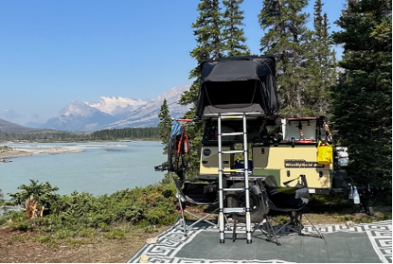 view of tent overlooking lake