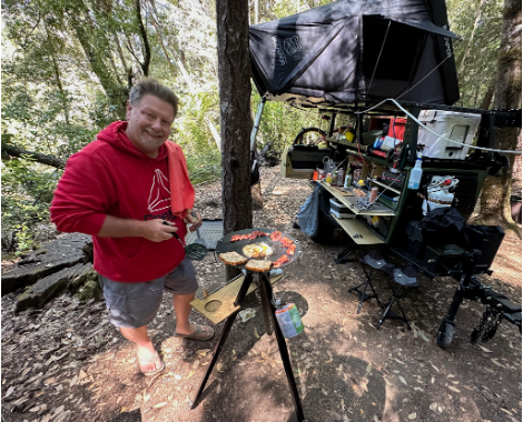 cooking breakfast when camping